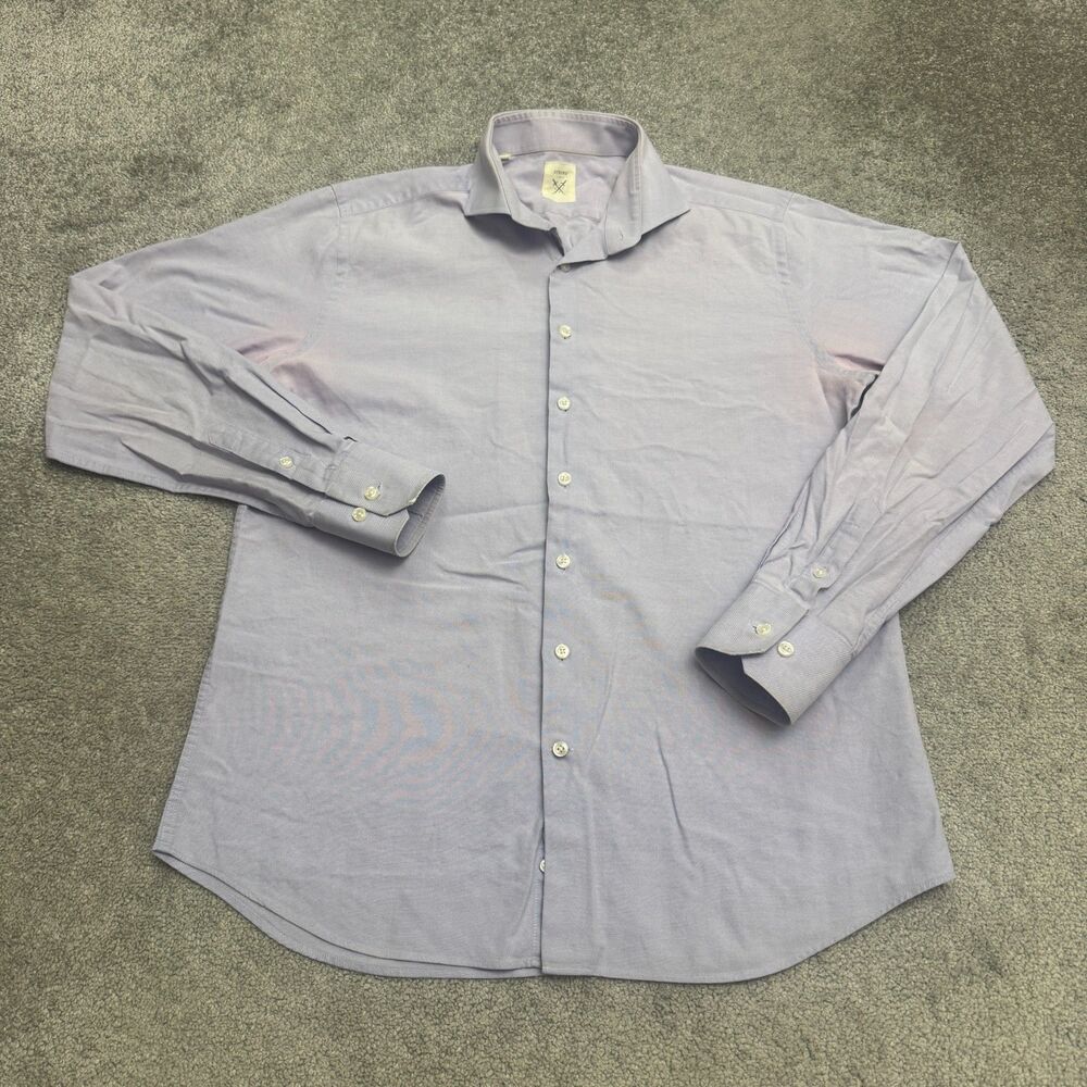 Strong Oxford Dress Shirt Mens Large 16.5 Purple Long Sleeve Cotton Classic Work
